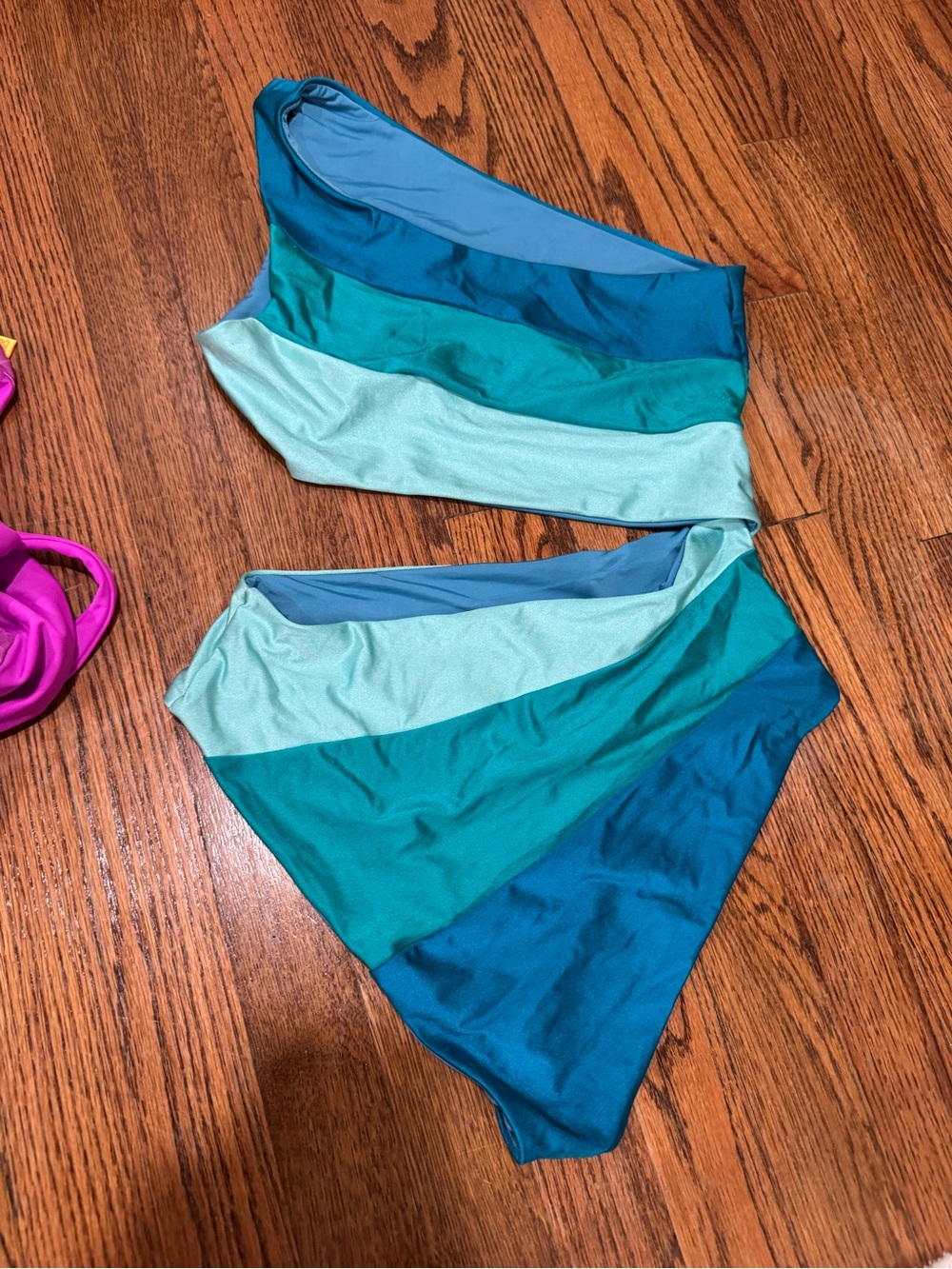 Beach Riot One-Shoulder Colorblock One-Piece in Teal, Aqua, Blue